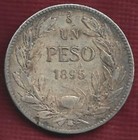 1895 Chile - Peso - Large Silver Coin - Condor - Crown Type - Free Shipping