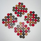 Wooden Square Coasters Colorful Round Coin Dots Design Set Of 4