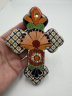 Talavera Mexican Pottery Multicolor Hand Painted Hanging Cross