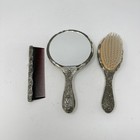 Vintage Silver Plated Hand Mirror Hair Brush Comb Vanity Set
