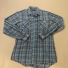 Vintage Wrangler Tall Man Plaid Western Cowboy Shirt Long Sleeve Mens Large