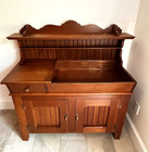 Vtg Pine Chest Commode Washstand Dry Copper Sink Country Farmhouse Cabinet
