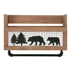 Cabin Style Hanging Towel Rack With Bar Farmhouse Wooden Floating Shelf Bear 