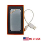 Silver Dual Arc Plasma Electric Lighter Usb Rechargeable Flameless Windproof 