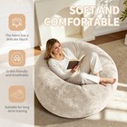 4ft Bean Bag Chair Lazy Sofa Beige With Memory Foam Filling   Flannel Cover