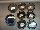 Vintage Otagiri Japan Black Lacquer Ware Coasters Set Gold Starfish Shell