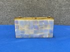 Vintage Mother Of Pearl Vanity Purse Compact Pearl   Brass 5 25  X 3 