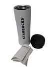 Starbucks Black   White 16oz Stainless Steel Travel Mug Cup Hot cold New
