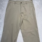 Adidas Pants Mens 34x32 Tan Climalite Golf Flat Front Straight Leg Performance