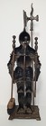 Vintage Cast Iron Medieval Knight Armor Statue Fireplace Tool Set Holder