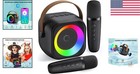 Mini Karaoke Machine With 2 Wireless Mics   Party Lights - Fun For All Ages