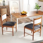 Wooden Dining Chair Set Of 2 W  Rubber Wood Frame Faux Leather Padded Seat