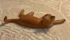 Hagen-renaker Retired Miniature Porcelain Orange Lying Cat  Animal Figurine