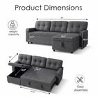 82  Dark Gray Linen L Shaped Convertible Sleeper Sectional Sofa Storage Chaise