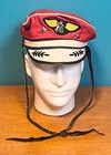 Vtg 1950 s Red Buco Motorcycles Captains Rider Cap Sz  6 3 4 W  Leather Straps