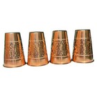 Pure Copper Handmade Water Drinking Glass Tumbler For Health Benefits Set Of 4