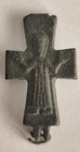 Ancient Byzantine Bronze Reliquary Cross With Saint 1000-1200 Ad