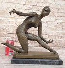 Collectible Bronze Sculpture Statue Art Nouveau Signed chiparus brown Patina Lrg