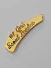  1 Girl Scout Leader Lapel Pin Gold Color W  Green Faux Gem