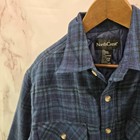 Vintage Shirt Jacket Mens Medium Blue Plaid Button Shacket Quilted Deadstock Nos