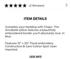 Chaps Home Annabelle Bedding Collection Pillow Size  15 X 20 In New Teal Oblong