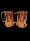Vintage Coppercraft Guild Copper Stein Mug Set 2 Brass Handle Beer Tankards