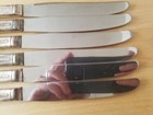 6 Antique Vintage Collectible Knives 9  Silver Plate - Hollow Handle