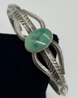 Vintage Native American Sterling Silver Turquoise Carinated Cuff Bracelet
