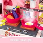 Kids Kitchen Playset-53pcs With Lights sounds  Pretend Play Toys  pink 