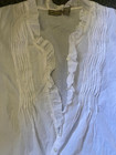 Vtg 90s Jane Ashley Nwt White Cotton Ruffle Pintuck Blouse Romantic Victorian M