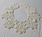 Crochet Lace Collar Floral Design Off White Round Trim  W  Faux Pearl Button 