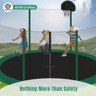 14ft Round Trampoline With Safety Enclosure Net  Basketball Hoop   Ladder  Green