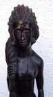 Antique Asian oriental Nude Woman Wood Carved Statue Figurine 21  Wooden Signed