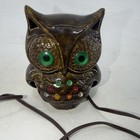 Vintage Ceramic Owl Night Light Table Lamp Big Glowing Eyes Untested