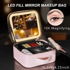 Makeup Train Case W  76 Led Mirror Large Travel Cosmetic Organizer Bag Portable