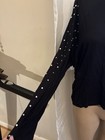Michael Kors Black Studded Sleeves Top Long Sleeve Size Petite Med Pm