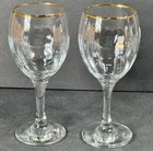 Crystal Wine Glass Pair Gold Rim 