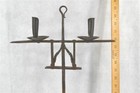 Antique Candle Stand Double Table Top 26  Hand Forged Iron 17th C Replica 