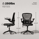 Home Office Chair Computer Desk Chair With Flip-up Armrests Black Gaming Chair