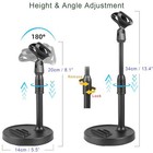  3-in-1  Desktop Microphone Stand With Phone Holder  Adjustable Desk Table Mic 