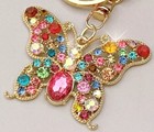 New Goldtone Butterfly Key Chain Sparkling Crystals Free Usa Shipping