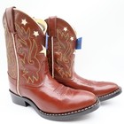 Acme Vintage Style Western Boots Kids 3 Brown Leather Nwt Ac146 Star Inlay