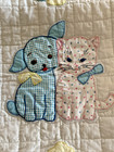 Vintage Baby Quilt Embroidered Kittens   Puppies 61 X 41 White Nursery Farmhouse