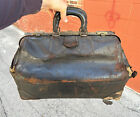 Antique Doctor Medical Tool Bag Tote Leather Cowhide Vintage Luggage Case Handle