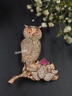Mens Any Occasion Wear Jewelry Lab Created Diamond Icy Owl Brooch Pin 925 Silver