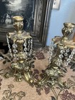 Vintage Pair Hollywood Regency Gir  ndole  Ornate Gold  Candlestickholders