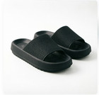 Women s Black Platform Slides - Soft Cushion Casual Slip On Shoes Size 5 5 Eu36