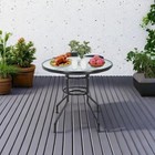 Fdw Outdoor Table Patio Table Dining Table Tempered Glass Umbrella Hole For