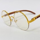 Round Eyeglasses Gold Frame Wood Arms Men s Fashion Glasses Buffs Sophisticated