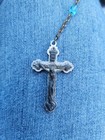 Vintage Catholic Rosary Beads Beautiful Blue Italy 